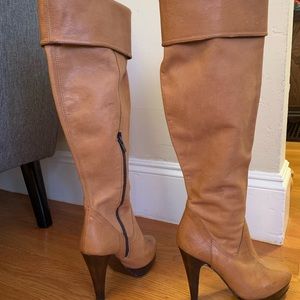 Knee high italy leather platform boots 36